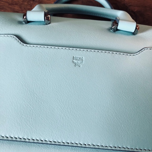 MCM-AUTHENTIC NWT Blue Satchel-Swarovski Crystals - Picture 9 of 16